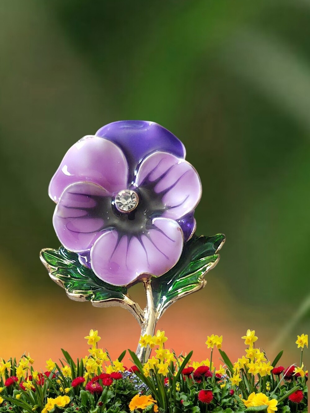 Purple Enamel Pansy Brooch